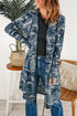 Print Colorblock Long Cardigan